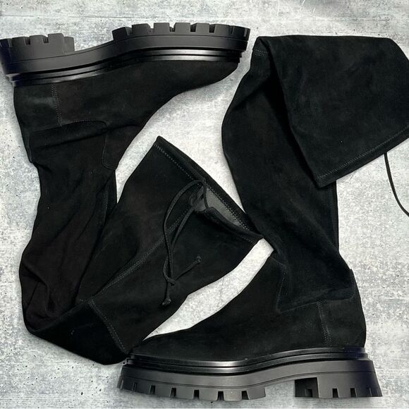 Stuart Weitzman Bedfordland Stretch-suede Over-the-knee Boots 9 - Picture 2 of 6